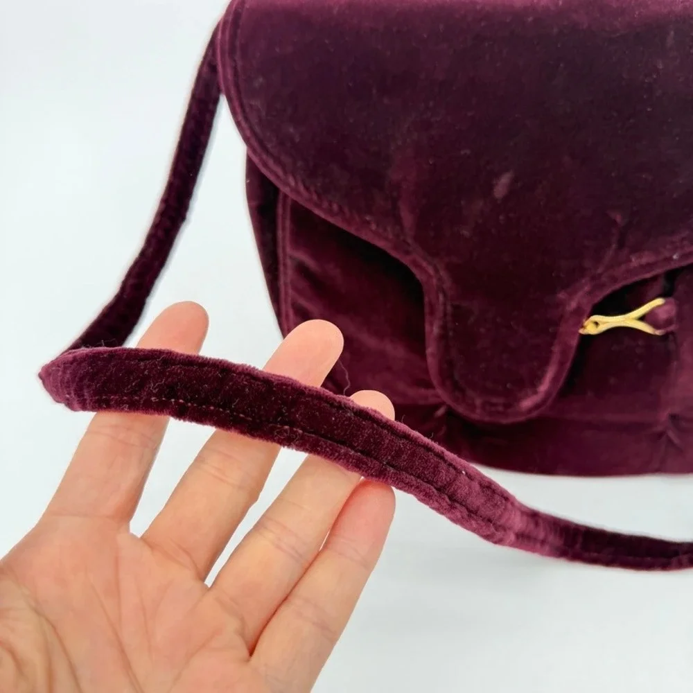 Carpetbags of American Velvet Shoulder‎ Bag Burgundy Evening Boho Gold Accent